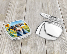 Load image into Gallery viewer, Catahoula in Sunflowers Compact Mirror – Stylish Purse Mirror with Artistic Covers