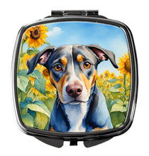 Load image into Gallery viewer, Catahoula in Sunflowers Compact Mirror – Stylish Purse Mirror with Artistic Covers