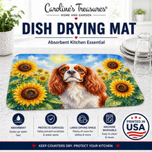 Load image into Gallery viewer, Cavalier Spaniel in Sunflowers Dish Drying Mat Absorbent Dish Drying Mat Pad for Kitchen Counter Dish Drainer Mat for Countertop, 14 x 21", Multicolor