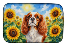 Load image into Gallery viewer, Cavalier Spaniel in Sunflowers Dish Drying Mat Absorbent Dish Drying Mat Pad for Kitchen Counter Dish Drainer Mat for Countertop, 14 x 21", Multicolor