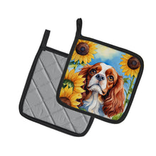 Load image into Gallery viewer, Cavalier Spaniel in Sunflowers Pot Holders - Set of 2 Decorative Kitchen Helpers | Made in the USA