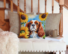 Load image into Gallery viewer, Cavalier Spaniel in Sunflowers Throw Pillow - 14x14 Decorative Pillow – Art for Your Home &amp; Patio