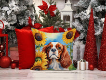 Load image into Gallery viewer, Cavalier Spaniel in Sunflowers Throw Pillow - 14x14 Decorative Pillow – Art for Your Home &amp; Patio