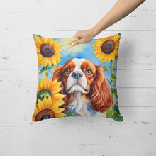 Load image into Gallery viewer, Cavalier Spaniel in Sunflowers Throw Pillow