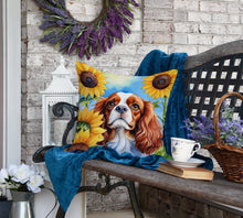 Load image into Gallery viewer, Cavalier Spaniel in Sunflowers Throw Pillow