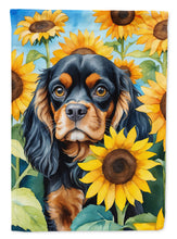 Load image into Gallery viewer, Cavalier Spaniel in Sunflowers House Flag
