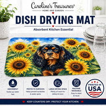 Load image into Gallery viewer, Cavalier Spaniel in Sunflowers Dish Drying Mat Absorbent Dish Drying Mat Pad for Kitchen Counter Dish Drainer Mat for Countertop, 14 x 21", Multicolor