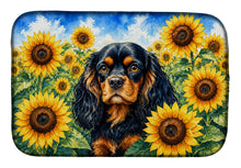 Load image into Gallery viewer, Cavalier Spaniel in Sunflowers Dish Drying Mat Absorbent Dish Drying Mat Pad for Kitchen Counter Dish Drainer Mat for Countertop, 14 x 21", Multicolor