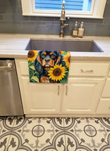 Load image into Gallery viewer, Cavalier Spaniel in Sunflowers Kitchen Towel