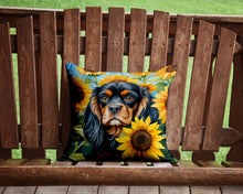 Load image into Gallery viewer, Cavalier Spaniel in Sunflowers Throw Pillow - 14x14 Decorative Pillow – Art for Your Home &amp; Patio