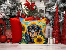 Load image into Gallery viewer, Cavalier Spaniel in Sunflowers Throw Pillow - 14x14 Decorative Pillow – Art for Your Home &amp; Patio