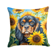 Load image into Gallery viewer, Cavalier Spaniel in Sunflowers Throw Pillow - 14x14 Decorative Pillow – Art for Your Home &amp; Patio