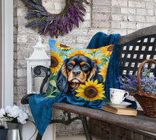 Load image into Gallery viewer, Cavalier Spaniel in Sunflowers Throw Pillow