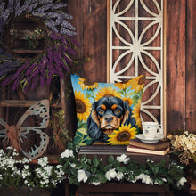Load image into Gallery viewer, Cavalier Spaniel in Sunflowers Throw Pillow