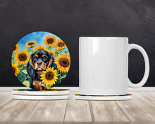 Load image into Gallery viewer, Cavalier Spaniel in Sunflowers Large Sandstone Coasters Pack of 4
