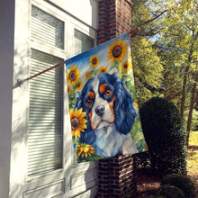 Load image into Gallery viewer, Cavalier Spaniel in Sunflowers House Flag