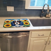 Load image into Gallery viewer, Cavalier Spaniel in Sunflowers Dish Drying Mat Absorbent Dish Drying Mat Pad for Kitchen Counter Dish Drainer Mat for Countertop, 14 x 21", Multicolor