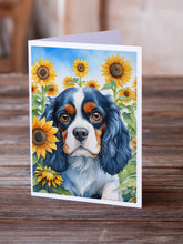 Load image into Gallery viewer, Cavalier Spaniel in Sunflowers Greeting Cards - Blank Note Cards – 8-Pack of Artist-Designed Cards with Envelopes