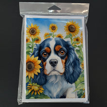 Load image into Gallery viewer, Cavalier Spaniel in Sunflowers Greeting Cards - Blank Note Cards – 8-Pack of Artist-Designed Cards with Envelopes