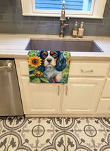 Load image into Gallery viewer, Cavalier Spaniel in Sunflowers Kitchen Towel