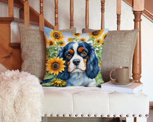 Load image into Gallery viewer, Cavalier Spaniel in Sunflowers Throw Pillow - 14x14 Decorative Pillow – Art for Your Home &amp; Patio