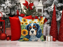 Load image into Gallery viewer, Cavalier Spaniel in Sunflowers Throw Pillow - 14x14 Decorative Pillow – Art for Your Home &amp; Patio