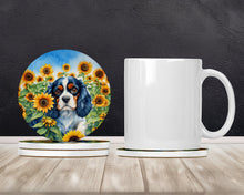 Load image into Gallery viewer, Cavalier Spaniel in Sunflowers Large Sandstone Coasters Pack of 4