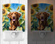 Load image into Gallery viewer, Chesapeake Bay Retriever in Sunflowers Ceramic Night Light