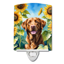 Load image into Gallery viewer, Chesapeake Bay Retriever in Sunflowers Ceramic Night Light