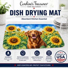 Load image into Gallery viewer, Chesapeake Bay Retriever in Sunflowers Dish Drying Mat Absorbent Dish Drying Mat Pad for Kitchen Counter Dish Drainer Mat for Countertop, 14 x 21", Multicolor