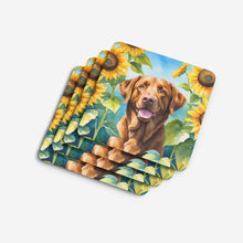 Load image into Gallery viewer, Chesapeake Bay Retriever in Sunflowers Coasters - Set of 4 Lightweight Foam, Absorbent Drink Coasters