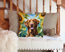 Load image into Gallery viewer, Chesapeake Bay Retriever in Sunflowers Throw Pillow - 14x14 Decorative Pillow – Art for Your Home &amp; Patio