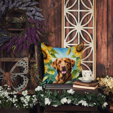 Load image into Gallery viewer, Chesapeake Bay Retriever in Sunflowers Throw Pillow - 14x14 Decorative Pillow – Art for Your Home &amp; Patio