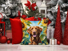 Load image into Gallery viewer, Chesapeake Bay Retriever in Sunflowers Throw Pillow - 14x14 Decorative Pillow – Art for Your Home &amp; Patio