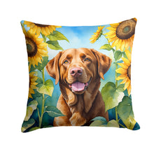 Load image into Gallery viewer, Chesapeake Bay Retriever in Sunflowers Throw Pillow - 14x14 Decorative Pillow – Art for Your Home &amp; Patio
