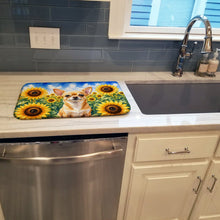 Load image into Gallery viewer, Chihuahua in Sunflowers Dish Drying Mat Absorbent Dish Drying Mat Pad for Kitchen Counter Dish Drainer Mat for Countertop, 14 x 21", Multicolor