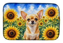 Load image into Gallery viewer, Chihuahua in Sunflowers Dish Drying Mat Absorbent Dish Drying Mat Pad for Kitchen Counter Dish Drainer Mat for Countertop, 14 x 21", Multicolor