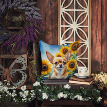 Load image into Gallery viewer, Chihuahua in Sunflowers Throw Pillow