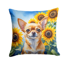 Load image into Gallery viewer, Chihuahua in Sunflowers Throw Pillow