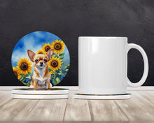 Load image into Gallery viewer, Chihuahua in Sunflowers Large Sandstone Coasters Pack of 4