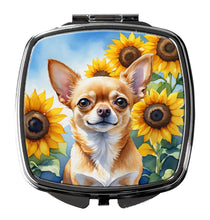 Load image into Gallery viewer, Chihuahua in Sunflowers Compact Mirror – Stylish Purse Mirror with Artistic Covers