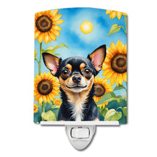 Load image into Gallery viewer, Chihuahua in Sunflowers Ceramic Night Light