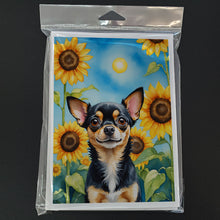 Load image into Gallery viewer, Chihuahua in Sunflowers Greeting Cards - Blank Note Cards – 8-Pack of Artist-Designed Cards with Envelopes