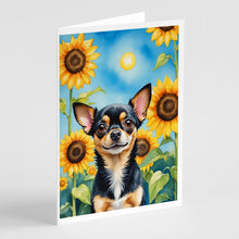 Load image into Gallery viewer, Chihuahua in Sunflowers Greeting Cards - Blank Note Cards – 8-Pack of Artist-Designed Cards with Envelopes