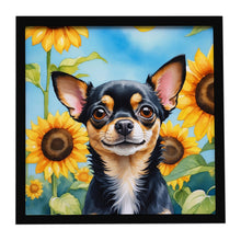Load image into Gallery viewer, Chihuahua in Sunflowers Framed Metal Print