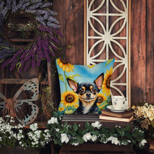 Load image into Gallery viewer, Chihuahua in Sunflowers Throw Pillow - 14x14 Decorative Pillow – Art for Your Home &amp; Patio