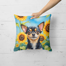 Load image into Gallery viewer, Chihuahua in Sunflowers Throw Pillow