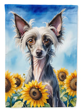 Load image into Gallery viewer, Chinese Crested in Sunflowers Garden Flag – Bright Dog-Themed Yard Decor
