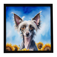 Load image into Gallery viewer, Chinese Crested in Sunflowers Framed Metal Print