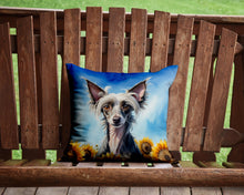 Load image into Gallery viewer, Chinese Crested in Sunflowers Throw Pillow - 14x14 Decorative Pillow – Art for Your Home &amp; Patio